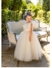 One Shoulder Tulle Long Flower Girl Dress